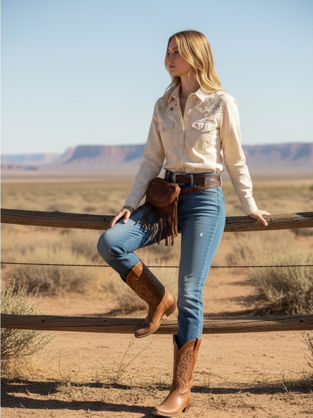 Zidana -Stormy Trails -Fringed - Veg-Tanned Leather Belt Bag - Limited Edition